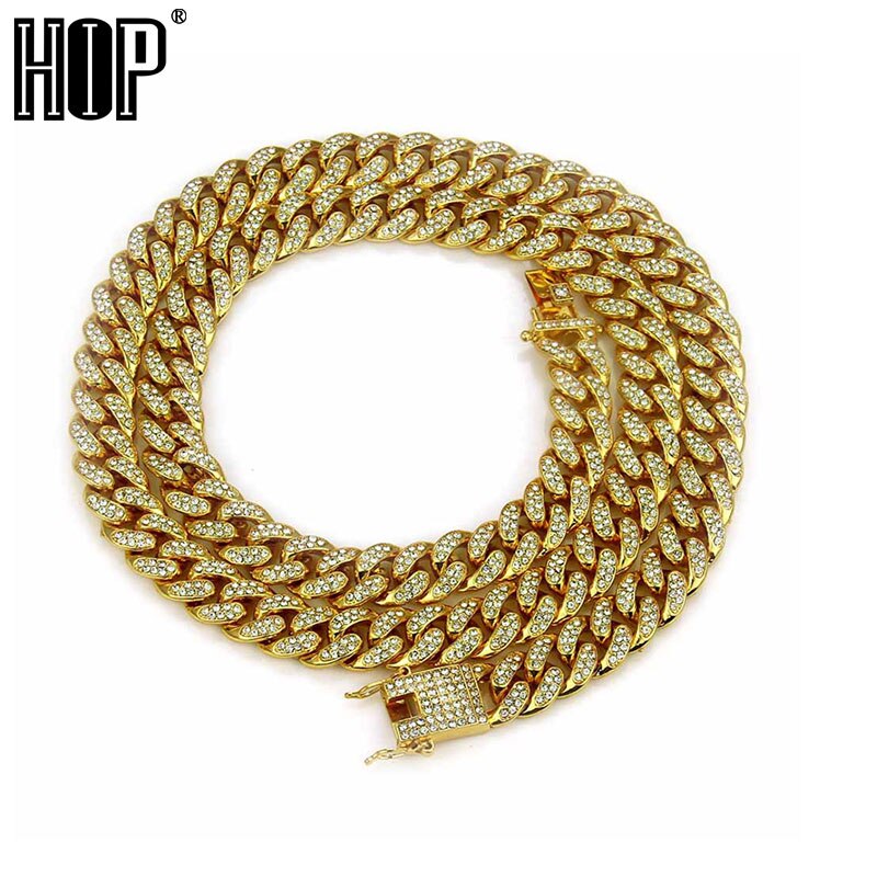 Hip Hop Vol Steentjes Iced Out Miami Curb Cubaanse Collier 50-75 Cm Lengte Goud Verharde Cz Bling kettingen Voor Mannen Sieraden