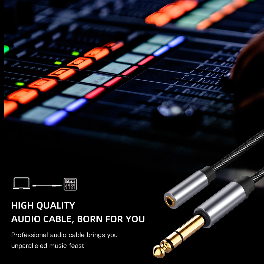 6.5Mm Male Naar 3.5Mm Vrouwelijke Audio Aux Kabel Headset Microfoon Gitaar Recording Adapter Vergulde 6.5/3.5mm Converter Aux Kabel