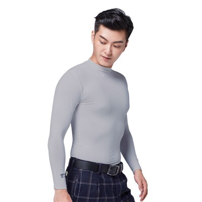 Herre golfskjorter sol uv beskyttelse is tshirts herre langærmet undertøj mandlige udendørs åndbare strømpebukser skjorte undertøj  d0667: Grå / M
