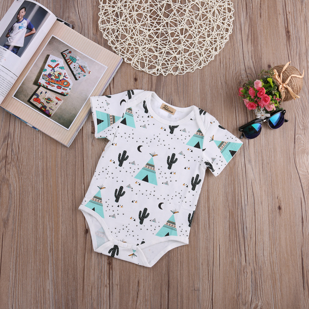 Infant Baby Boy Girl Clothes Cotton Short Sleeve Jumpsuit Bodysuit Outfits Summer Clothes 0-24M