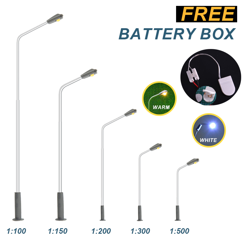 1:100-500 Scale Model LED 3V Street Lamp Lighting Single Head Train Layout Landscape