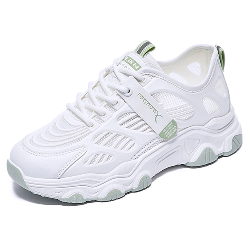 Damskie trampki płaskie buty dla kobiet buty do biegania Walking buty do biegania białe buty Tenis grube dno Zapatos Deportivos