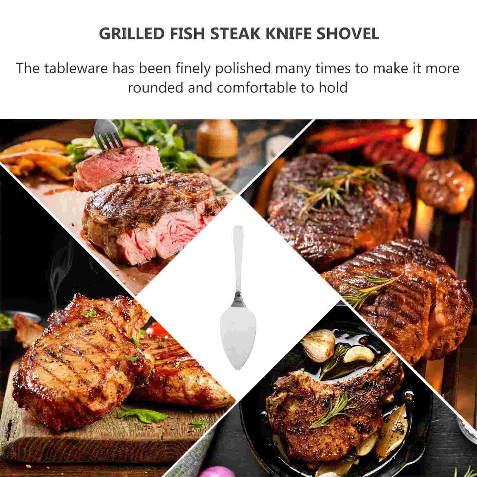 Cuchara de pescado a la parrilla de acero inoxidable para el hogar, duradera, para asar, 1 ud.