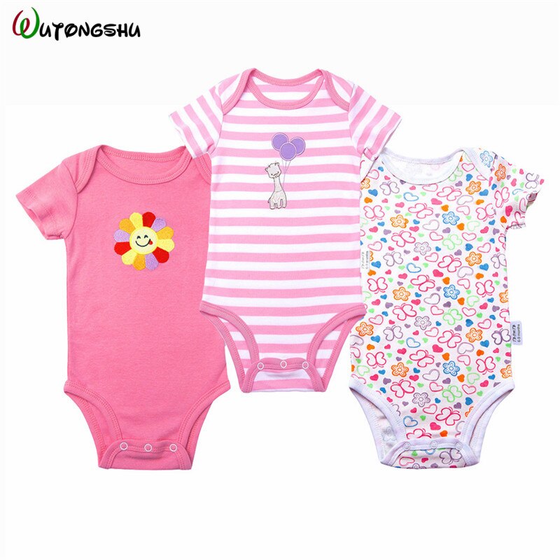 3 pçs/lote Bebê Recém-nascido Menina Bodysuits Do Bebê Menino Roupas 0-12M Macacão de Algodão Do Bebê Conjuntos de Roupas de Bebê