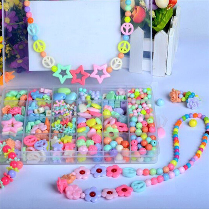 Plastik akryl perlesæt tilbehør gør-det-selv armbånd legetøj smykker fremstilling af børneperler sæt til børn