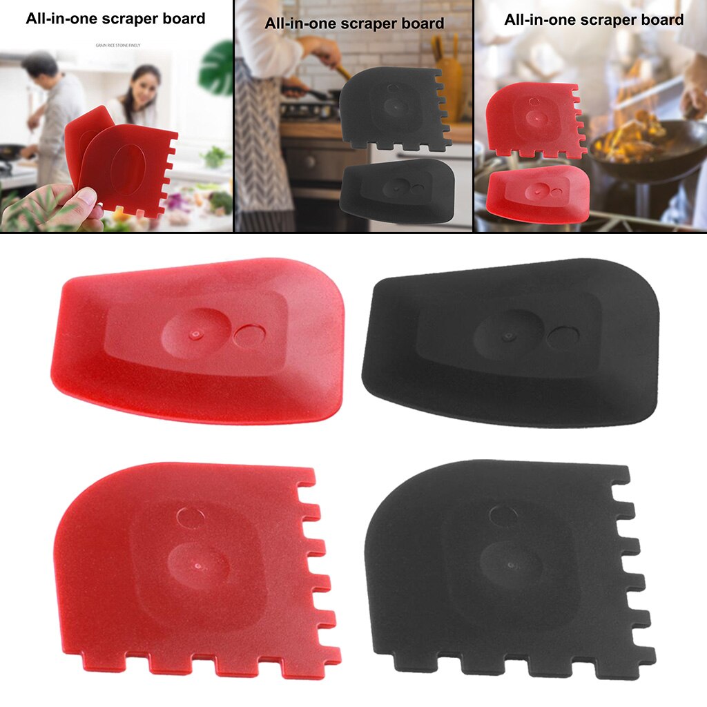 Pan Scrapers, 2 Pack Pan Scraper Set Thicker Plastic Durable Pan Cleaner Tools for Cast Iron Skillets,Cookware Pans