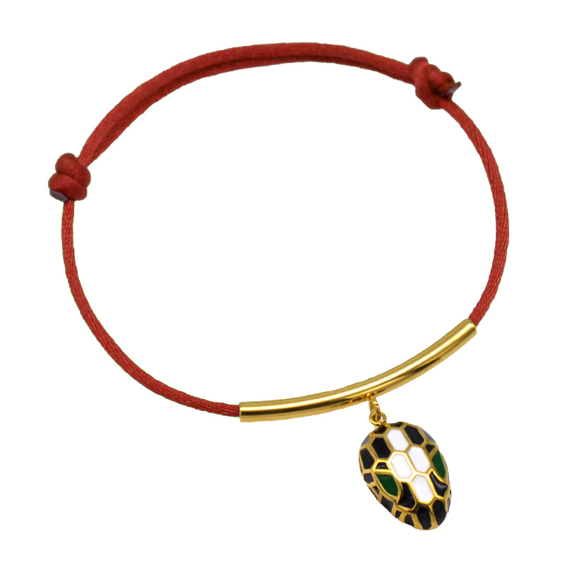 Pulsera de cuerda con cabeza de serpiente esmaltada para mujer, clásico, Color dorado, acero inoxidable, ajustable, accesorios de pulsera DIY: Color dorado