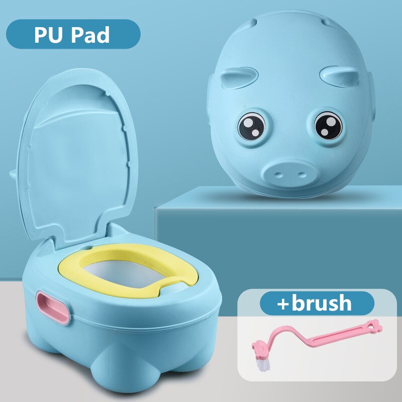 Tegneserie gris baby pottetrening sete baby takrenne toalett låve toalett trener sengepanne bærbar toalett rygg urinal til låve: Blå pu pute