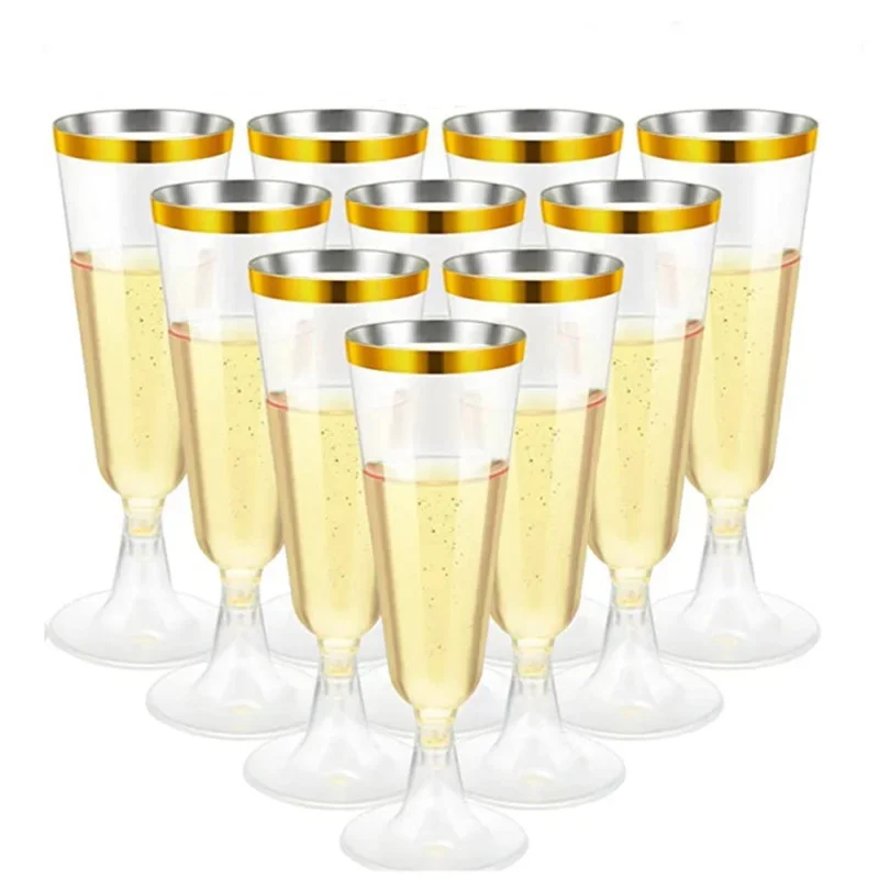 25/50/100 Stück 150 ml Einwegbecher, durchsichtiger Kunststoff, Champagnerflözehn, Barbecher, Toastgläser für Hochzeiten, Partys, Cocktailbecher