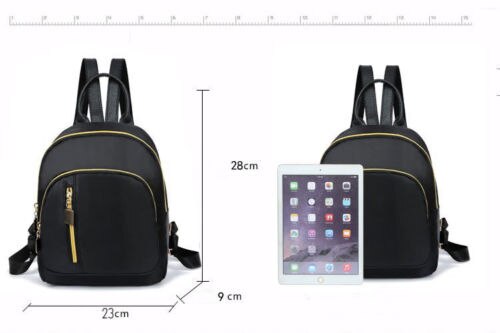 Mochila de Nylon resistente al agua para mujer, morral escolar negro de gran capacidad para chicas adolescentes, Mochila pequeña de viaje a la