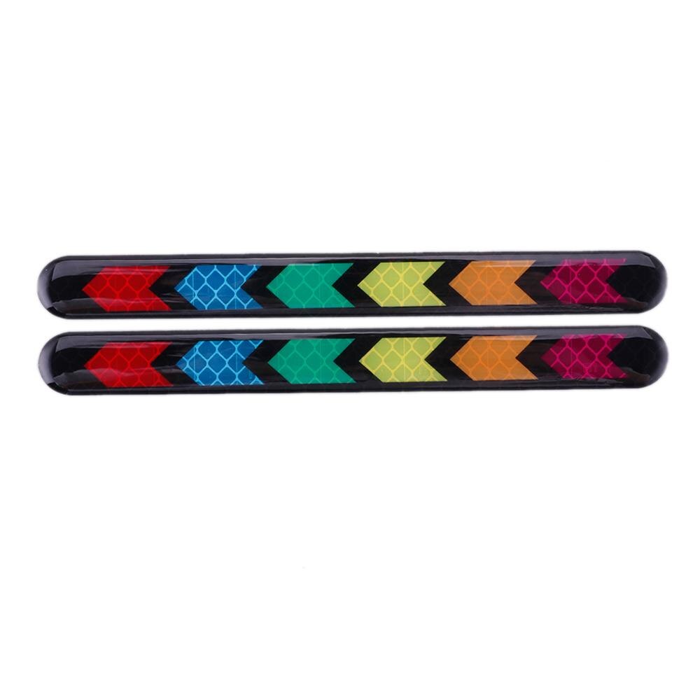 2Pcs Colorful Car Reflective Tape Universal Rearview Mirror Stickers Strip Anti-collision Safety Mark Warning Tape