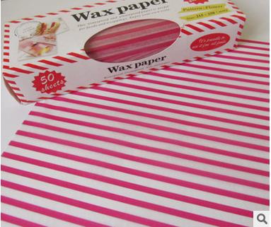 50 stk vokspapir engangsindpakning af fedtfast papir sæbeemballagepapir: Lyserød stribe stil