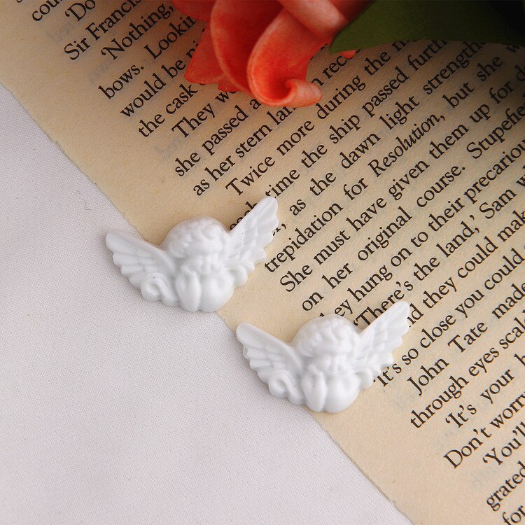 10 pçs mini branco asa anjo resina encantos para descobertas de jóias artesanal colar pingente brincos eardrop chaveiro acessório p97