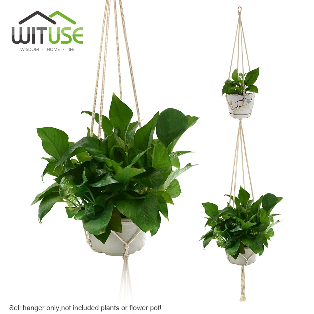 WITUSE 1PC Macrame Plants Hanger Hook 4 Legs Retro Flower Pot Hanging Rope Holder String Home Garden Balcony Decoration Wall Art