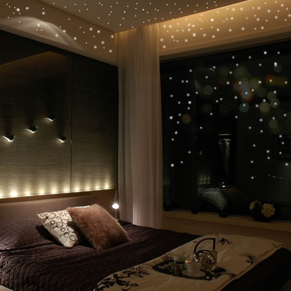 Autocollants muraux lueur dans l'étoile noire | 407 pièces, décor lumineux à points ronds, pour chambre d'enfant, offre spéciale