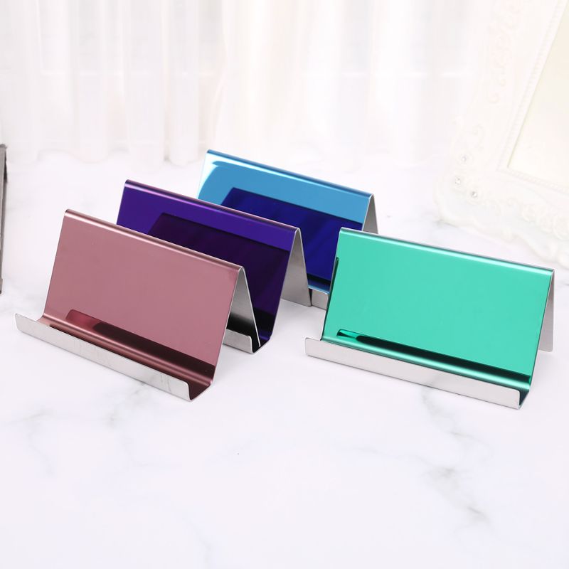 Stainless Steel Office Business Name Card Holder Display Stand Rack Desktop Table Organizer 4 Colors