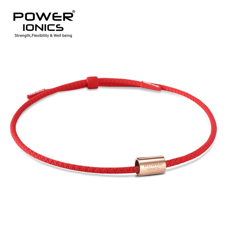 [FDA Registration】Power Ionics 3000, aniones de para la salud, collares de silicona ecológica de titanio deportivos para mujeres y hombres, colgante con letras gratis: Red-RoseGold / SM(Max to 48cm)