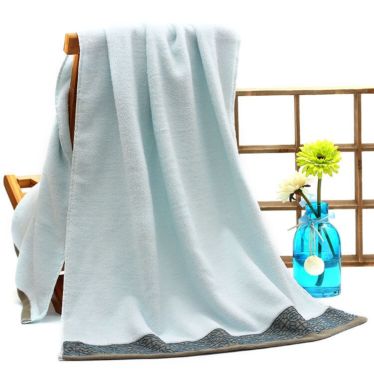 Ensemble de serviettes de bain en coton épais et absorbant, grande serviette de visage imprimée de style européen, 3 pièces, haut de gamme, offre spéciale: blue  bath towel