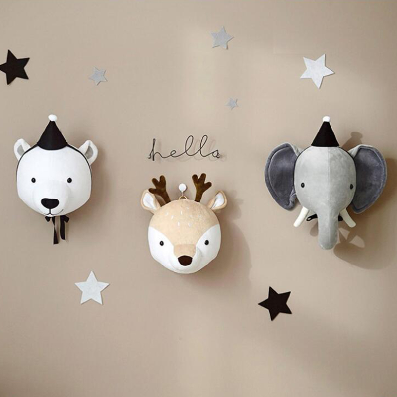 3D Animal Head Wall Mount Children Kids Room Wall Hanging Decoration Birthday Christmas JPDZS1100