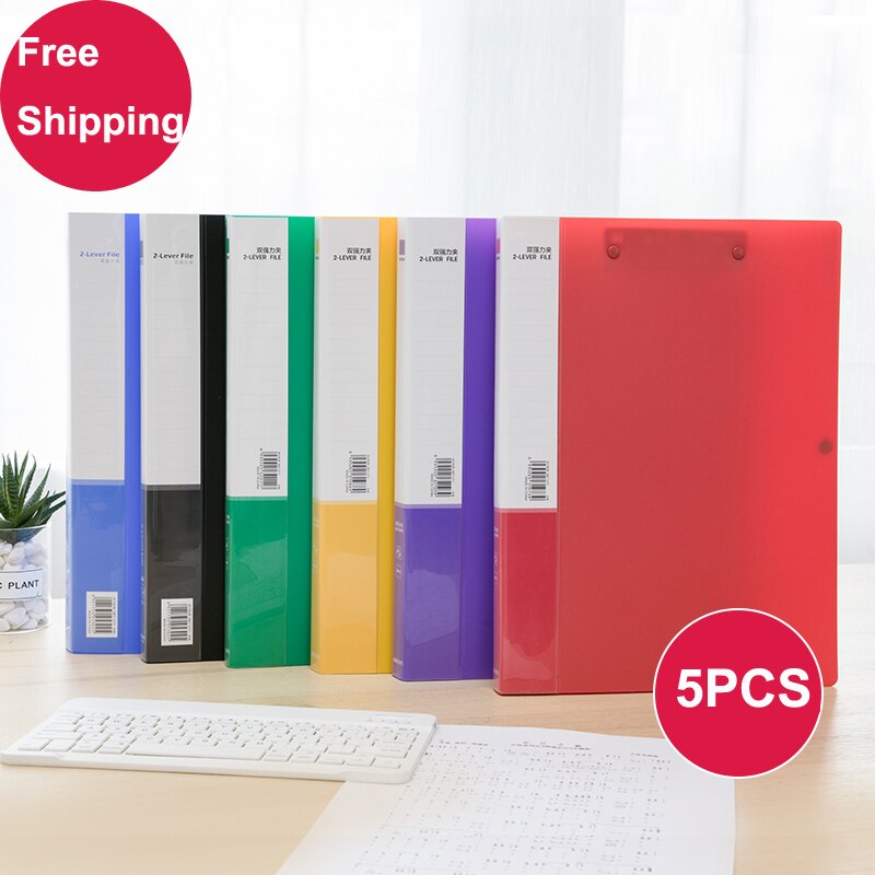5pcs A4 Double Board Folder Strong Clip File Folder Board, Paging Book Clip Storage Box, Student Board Folder Office Supplies