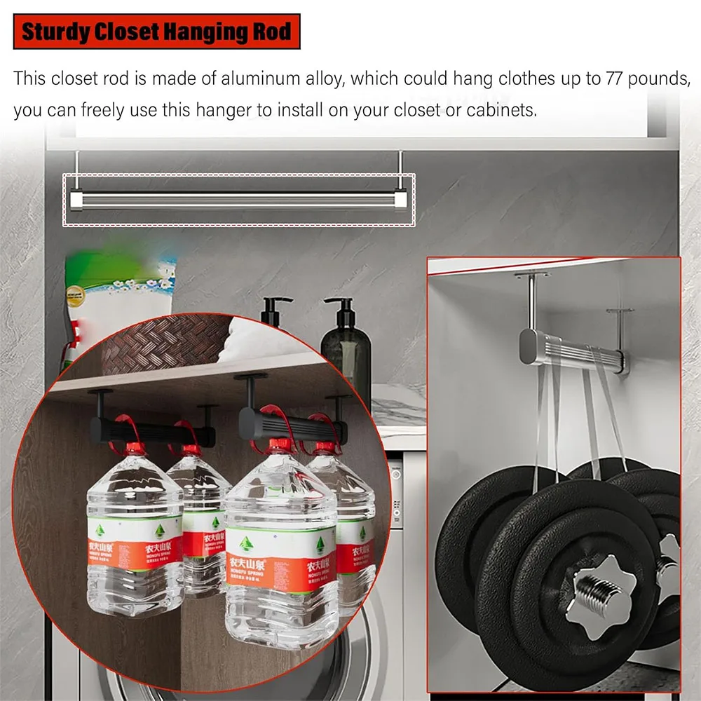 Hängende Schrankstange mit Endstützen, Schrankstangen aus Metall zum Aufhängen von Kleidung, Schrankaufhängerhalter für Kleiderschränke, Veranda-Dusche