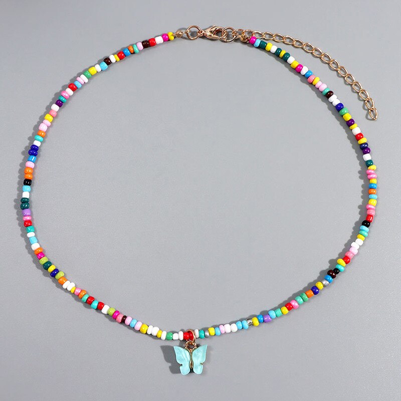 Neue Trend Elegante Schmuck Multi-schicht Mixcolor Perlen Kette Herz Anhänger Halskette Unquie Frauen Halskette X0118