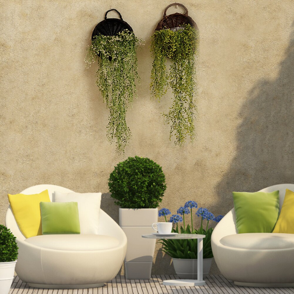 Garden Wall-mounted Flower Basket Small Large Size Handmade Basket Wicker Rattan Flower Basket Hanging Vine Pot Planter