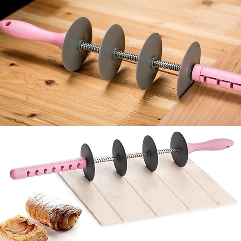 Adjustable Blade Roller Pin Croissant Cutter Multi-function Bread Slicer Set Stainless Steel Croissant Bread Dough Cutter Roler