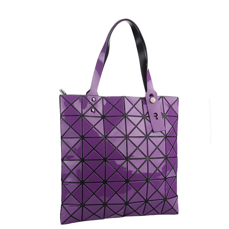 Lisse Luxus Handtasche Weibliche Gefaltet Damen Geometrische Plaid Tasche Lässig Tote Frauen Handtasche Mochila Schulter Tasche Bao: Purple