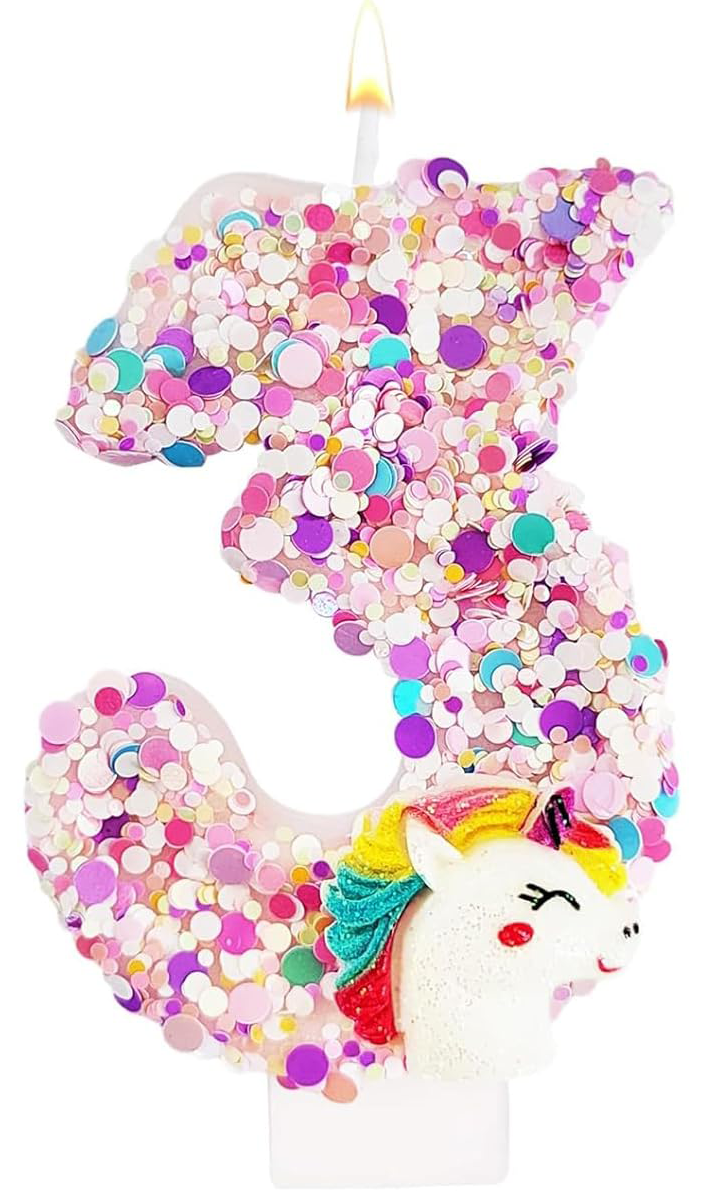 0-9 Number Birthday Candle,Happy Birthday Cake Candle， Unicorn Themed Party Supplies: cameo