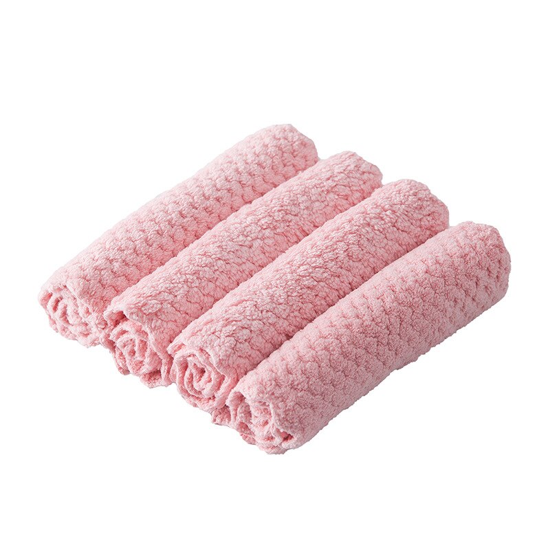 1 pçs super absorvente pano de limpeza de microfibra toalha de cozinha prato de lavagem de pano de mesa de alta eficiência toalha de limpeza doméstica: Pink