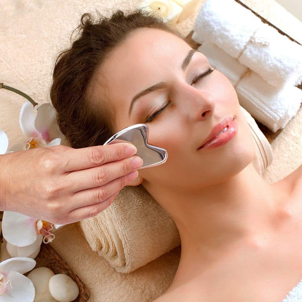 Stainless Steel Scraper Facial Massage Gua Sha Tool Face Lift Anti Aging Metal Massage Tool Gouache Face Scraper Face Massager