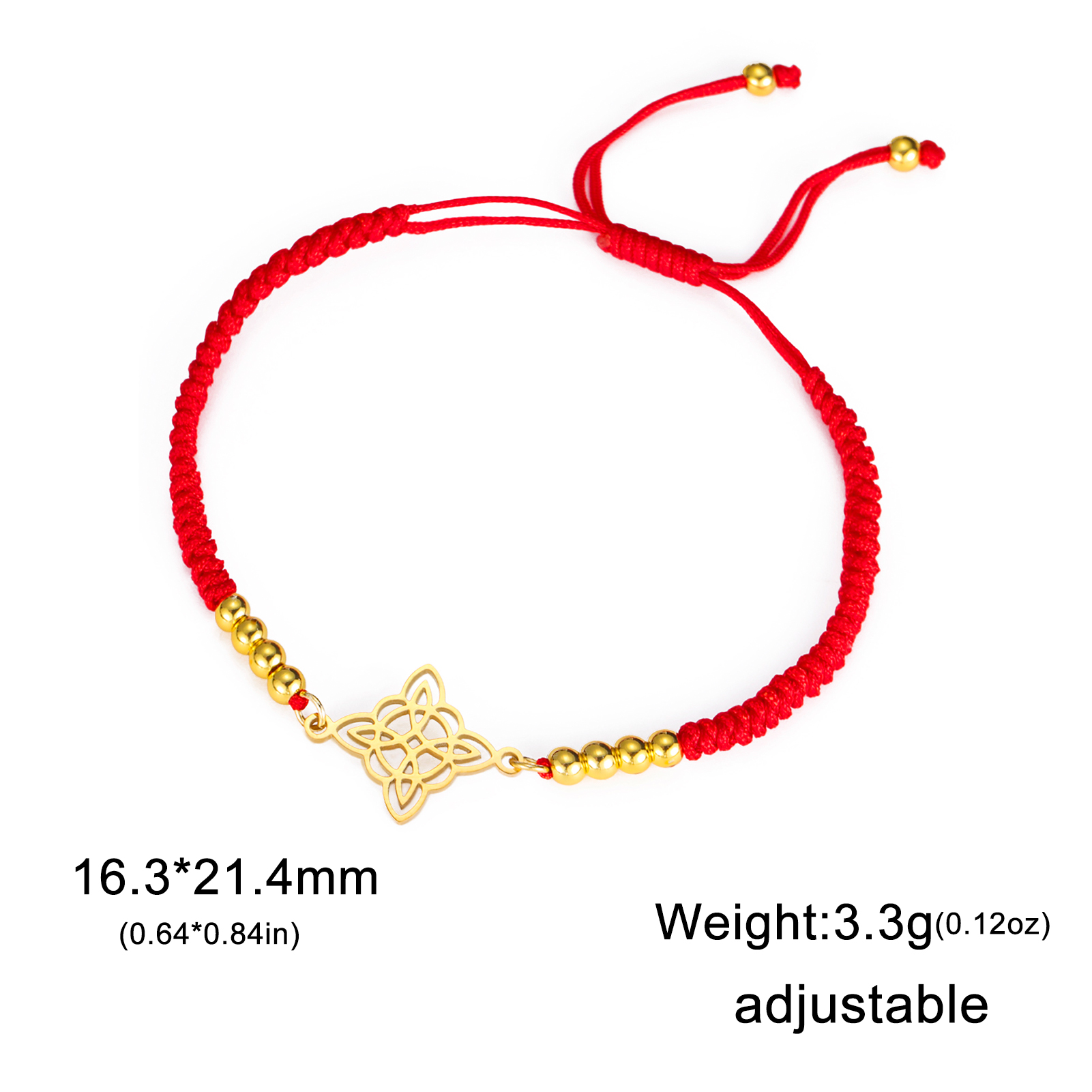 LIKGREAT Bracelet noeud de sorcière irlandaise pour femmes hommes noeud celtique réglable corde tissée bijoux acier inoxydable amulette Talisman: Or foncé
