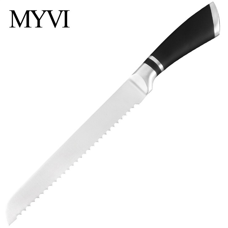 Handgjorda knivar i rostfritt stål köksknivar tillbehör japansk kock frukt verktyg santoku kock skivning bröd kniv set: C .8 tums brödkniv