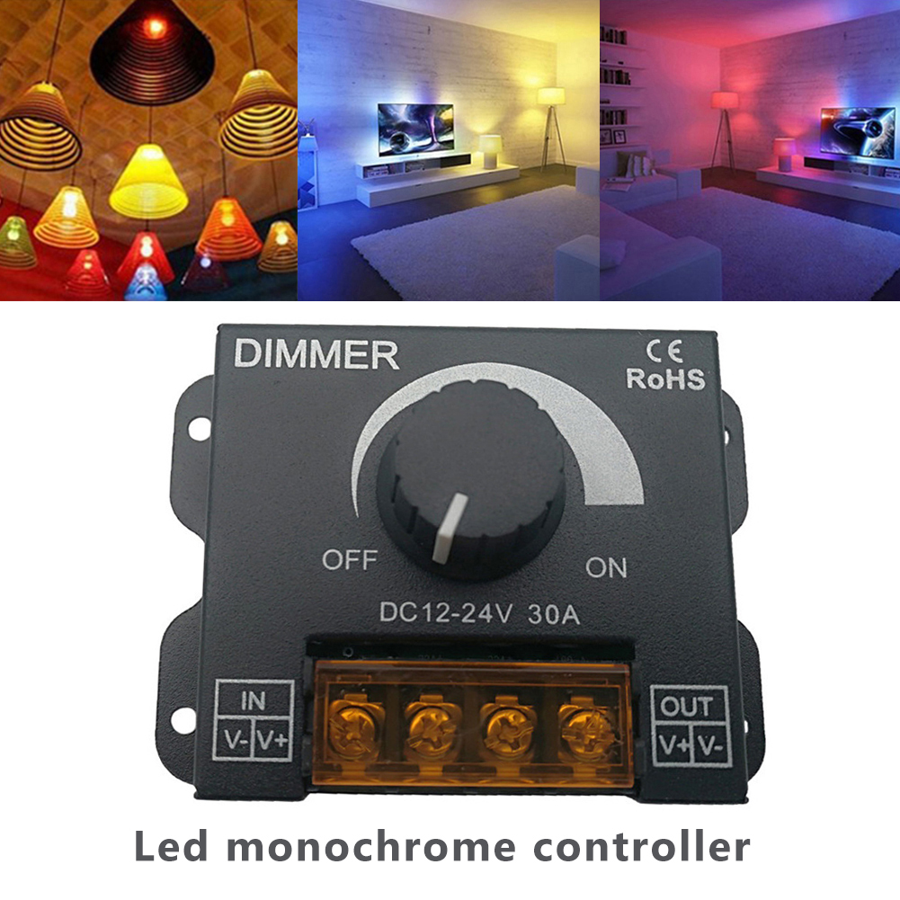 Led-dimmer  dc 12v 24v 8a/30a ljusstyrka justerbar kontroller för bil/husbil enfärgad led-remsa ljus led-dimning