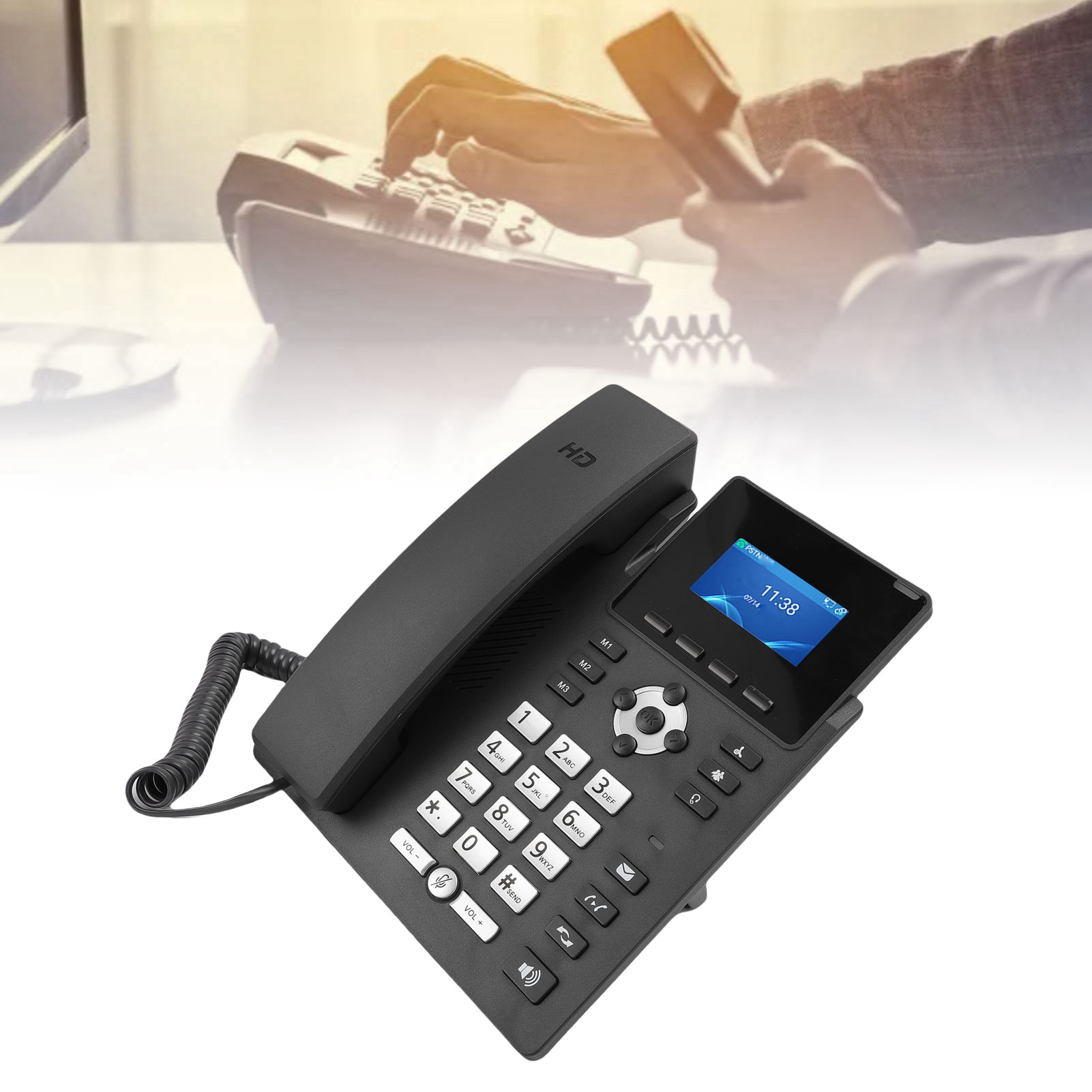 Telefon IP 2.4 cala, telefon IP z obsługą kont VoIP, kolorowy wyświetlacz 2.4 cala, dwuportowy Gigabit Ethernet, biurkowy telefon biznesowy, telefon IP robić transmisji multimediów.