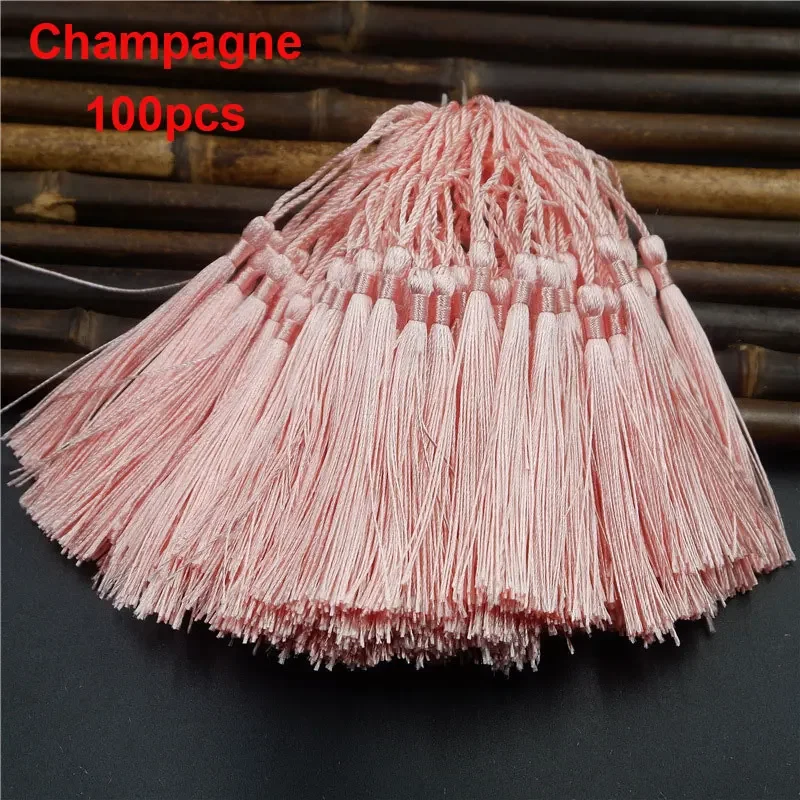 100 Uds. Borlas para marcapáginas, borlas artesanales suaves hechas a mano sedosas con bucles para manualidades DIY, marcapáginas para hacer joyas: YELLOW