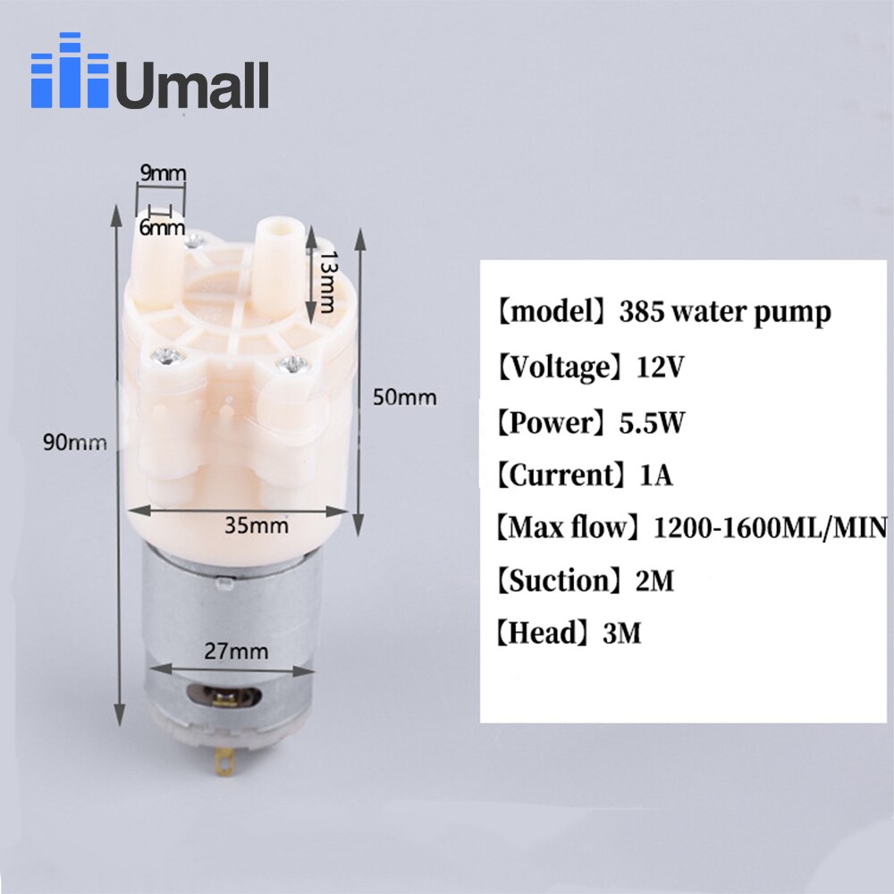 385 DC 6 V-12 V hoge temperatuur weerstand 100 graden Celsius Mini Micro Waterpomp membraanwaterpomp vacuümpomp