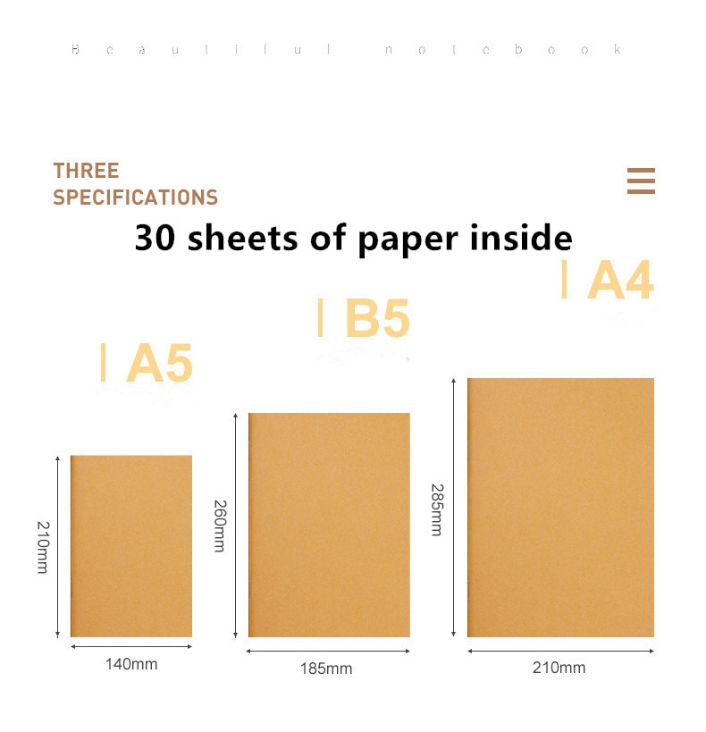 Simple Notebook Student Workbook Cowhide Cover Book School Office Notepad Homework Book Reading Note books Exercise Book