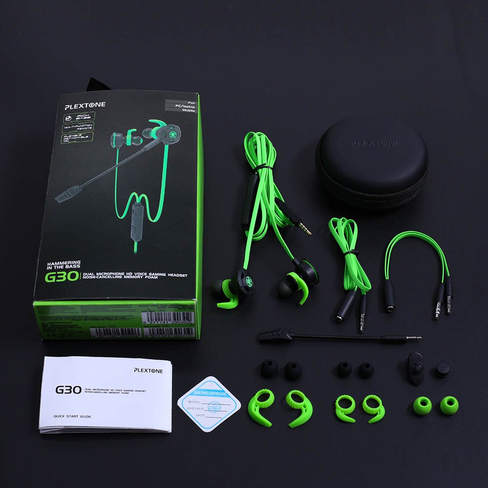 Plextone G30 PC Gaming Headset Met Microfoon In Ear Stereo Bass Noise Cancelling Oortelefoon Met Microfoon Voor Telefoon Computer Notebook: Green