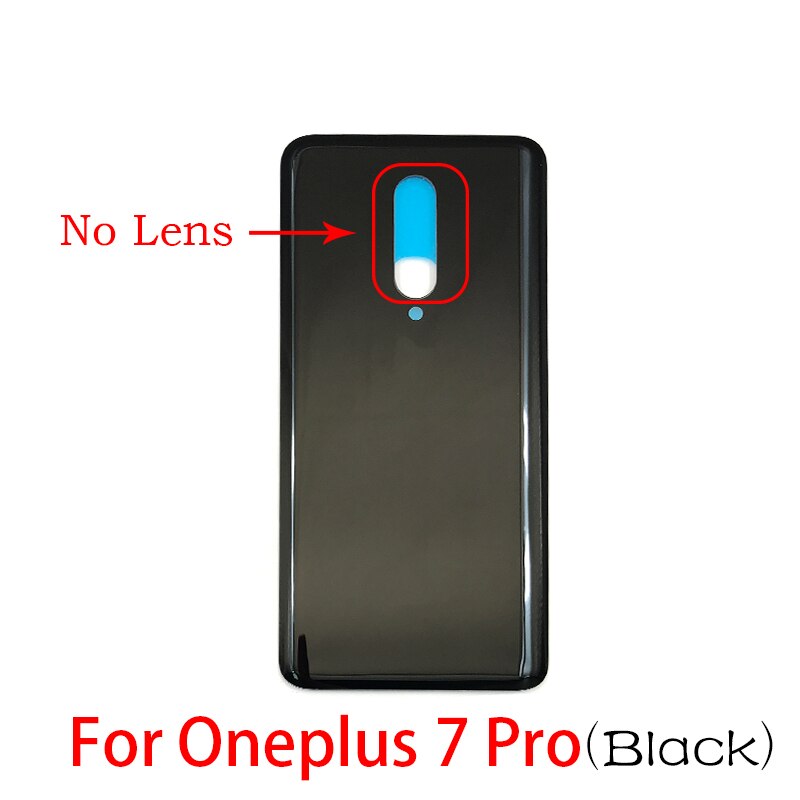 Back Battery Door Rear Housing Cover Case With Glass Camera Lens with Tape Replacement For Oneplus 7 Pro 7Pro: 7Pro Black No Len