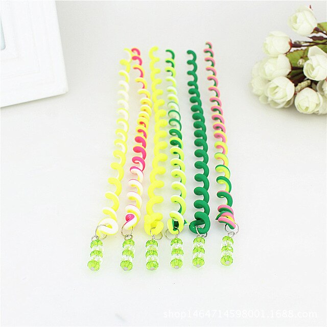 5/6 unids/lote cinta para el pelo para niñas de Color arcoíris bonita banda para el pelo cristal elástico largo bandas para el pelo para Niños Accesorios para el cabello: 6 pcs green