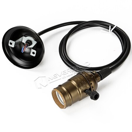 Base de enchufe de rosca para lámpara Base de lámpara Retro, soporte Edison, Bombilla colgante con cable de interruptor, E27 110V/220V: Antique brass