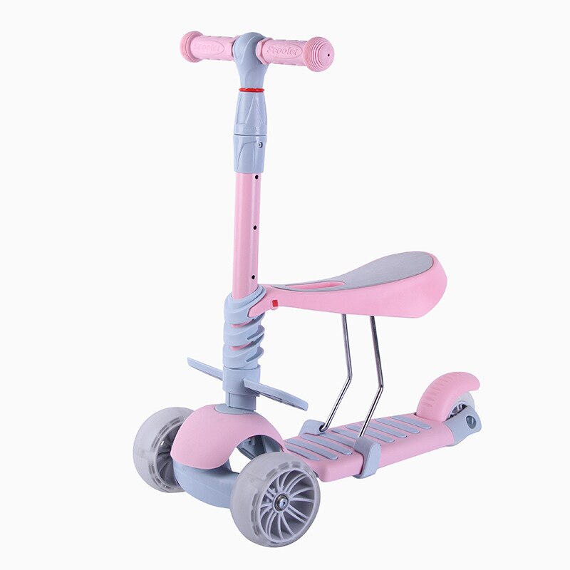 3 In 1 Children's Scooter Multi Function Baby Toddler Three-wheel Scooter Removable Seat: Purple