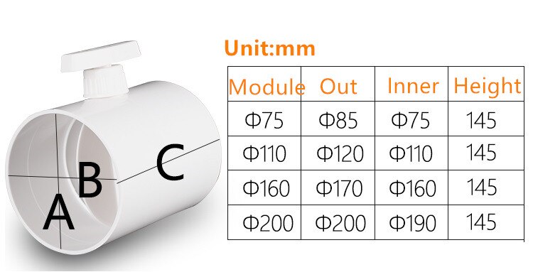 HVAC manual plastic air damper valve 75 -200mm volume flow rate damper air duct valve for 3-8 inch ventilation pipe