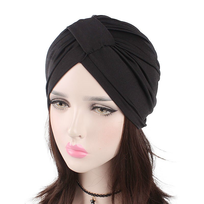 Nouvelle femmes Hijab chapeau coton Turban dôme casquette chapeaux pour musulman Hijab tête foulards dames Bonnet chapeau Turban chapeau: Black