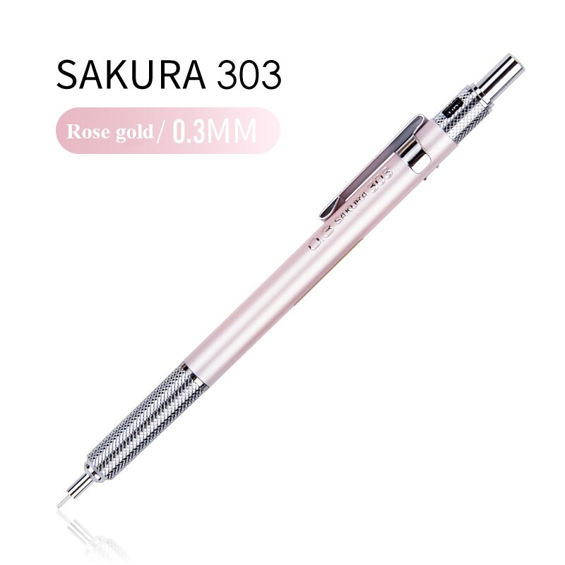 SAKURA metal muszla pisanie automatyczny ołówek automatyczny 0.3/0.5mm grafit opracowanie artykuły biurowe Sztuka materiały piśmienne XS-303/305: 0.3mm róża złoto