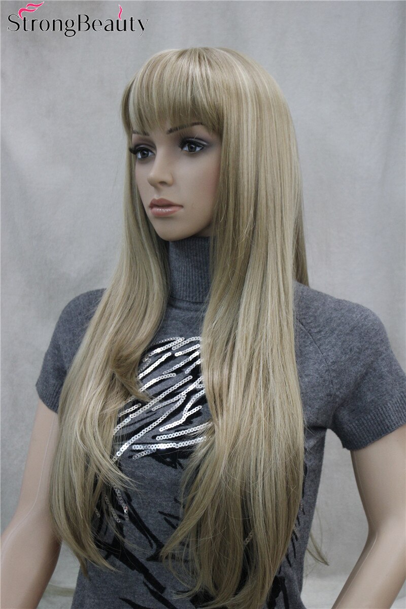 Strong Beauty Synthetic Long Straight Women Wigs Capless Heat Resistant Wig Many Color for Choose