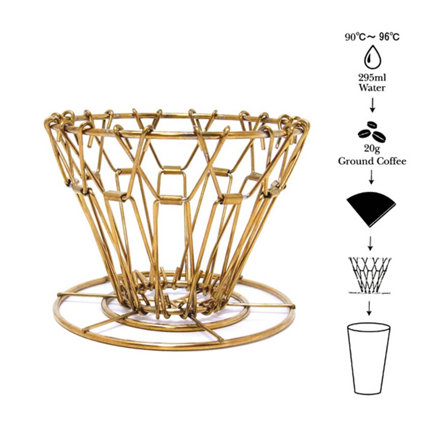 Metal Coffee Filter Hand Punch Coffee Filter Cup Reusable Folding V-shape Drip Funnel Filter Mug Tea Filter