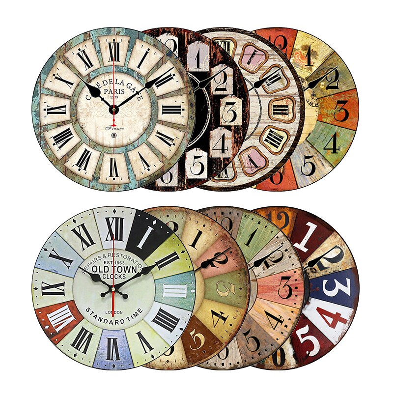 Nuevos Relojes Retro de madera para colgar en la pared, de moderno, Vintage, rústico, Retro, para decoración del hogar, oficina, cafetería